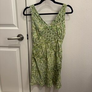 Wild Fable Floral Green and White Sleeveless Mini Dress Small